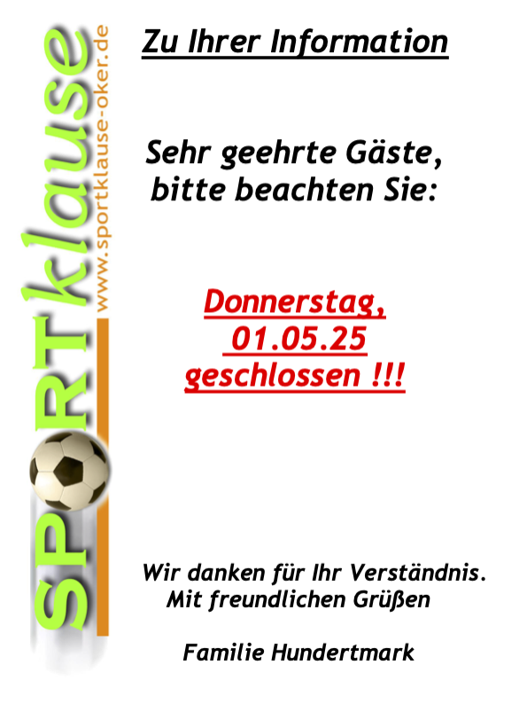 Änderung Öffnungszeiten