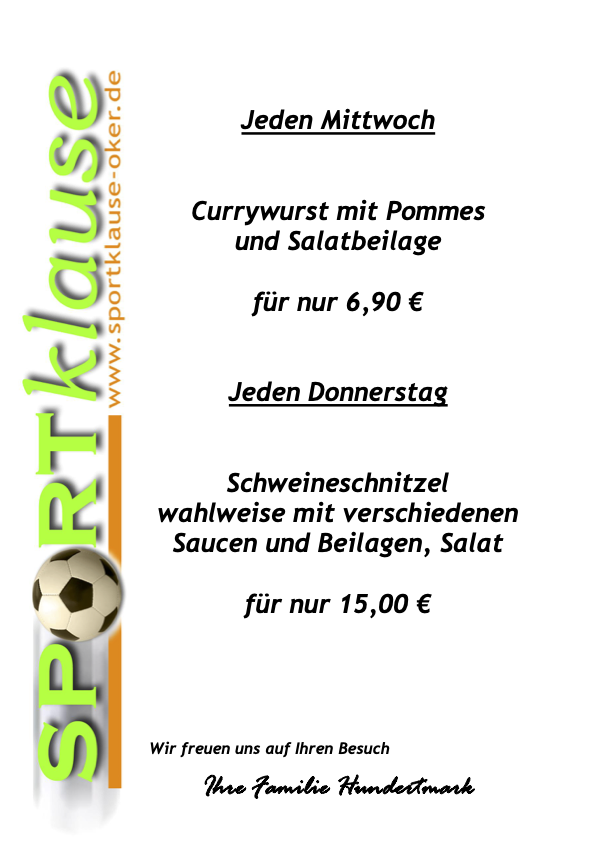 Angebot Sportklause Mi. & Do. 2025