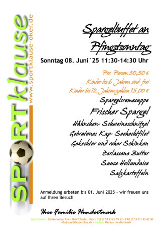 Spargelbuffet Pfingsten 2025